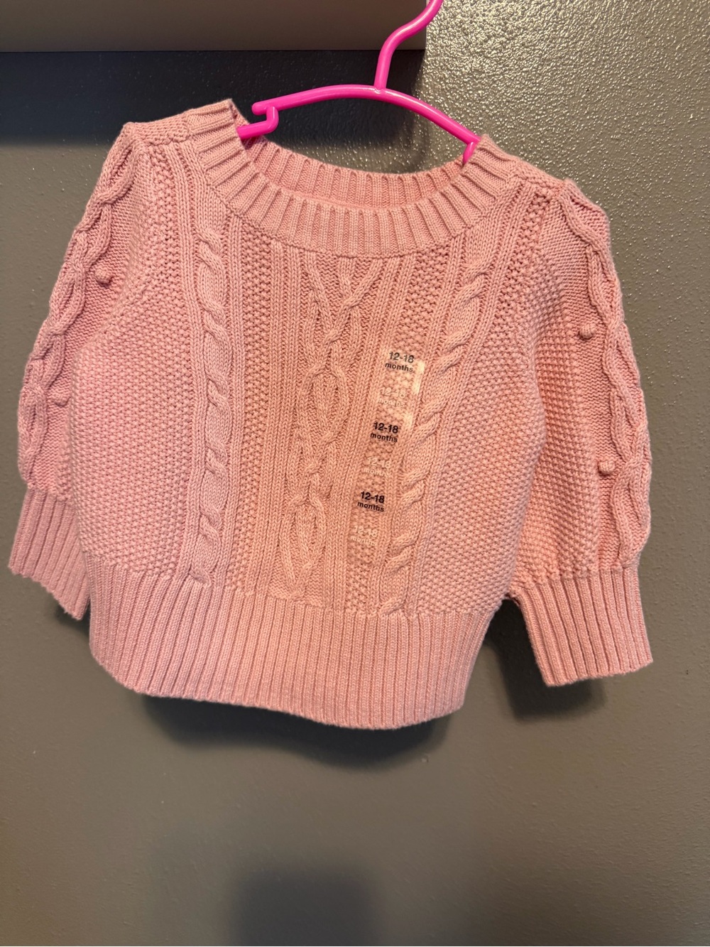 Baby GAP Classic Pink Cable-Knit Kid's Sweater